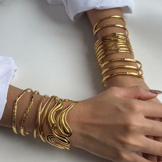 Irregular Lines Multi-layer Hollow Open-end Bracelet Retro Personality