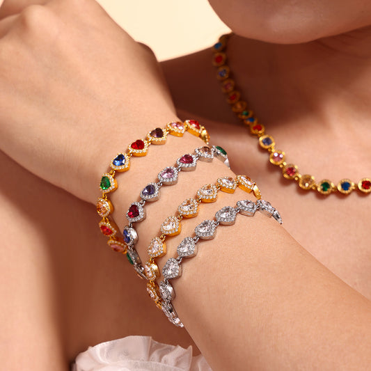 European And American Ins Style Love Shiny Zircon Stitching Bracelet Light Luxury Temperament