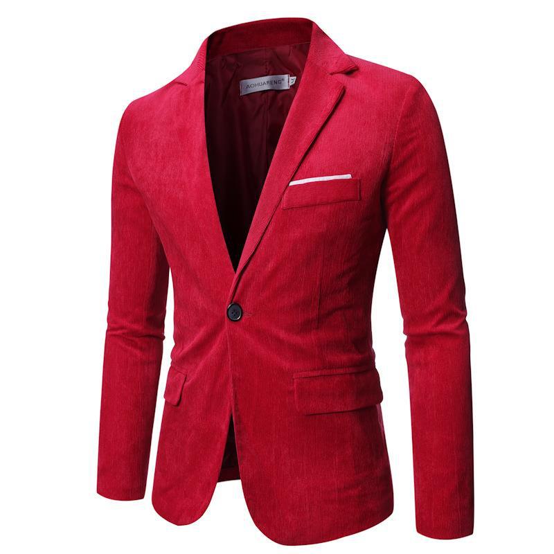 Men's Solid Color One Button Suit Coat