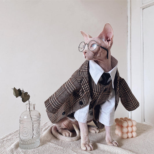 Hairless Cat Clothes Sphinx Cat German Suit Shirt Outfit