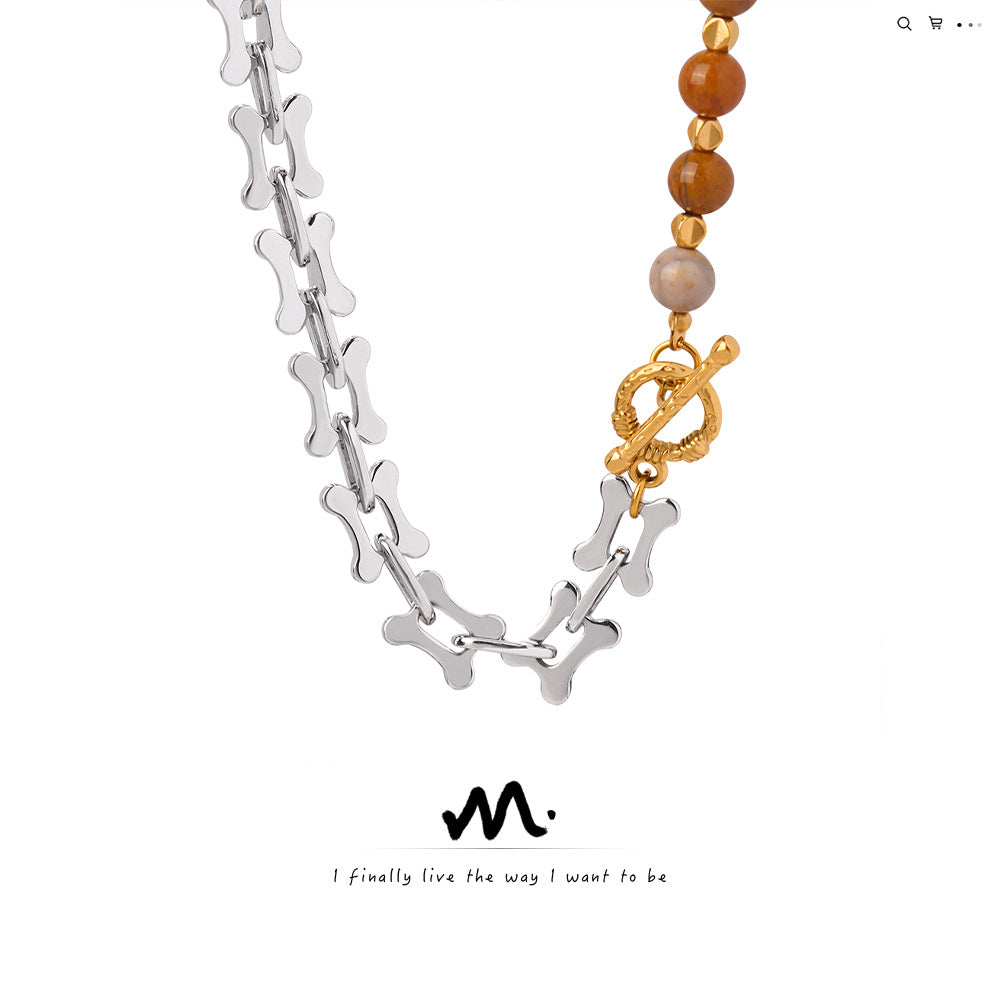 Cool Style Retro Titanium Steel Personalized Beaded Necklace