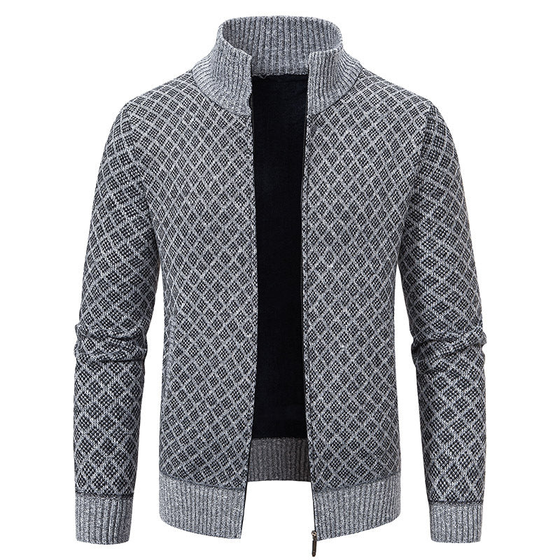 Thickened Sweater Coat Stand-up Collar Slim-fit Long-sleeved Casual Men's Clothing