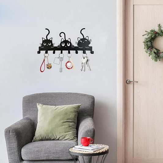 Iron Art Hang Clothes Cute Cat Key Holder