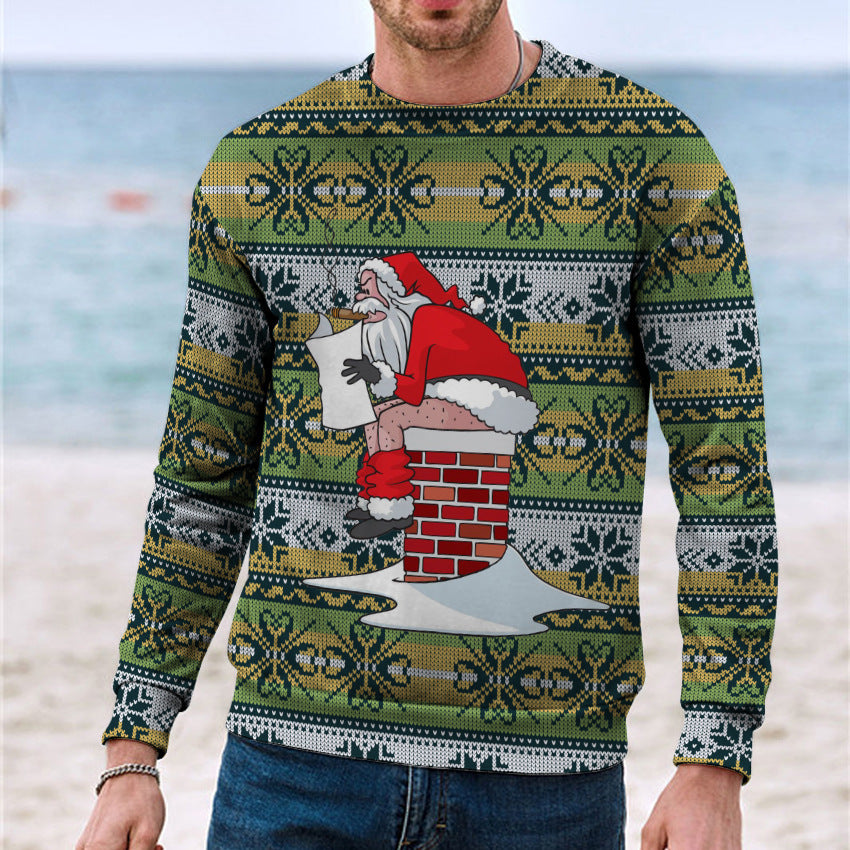 Men's Casual 3D Digital Christmas Printed Sweater