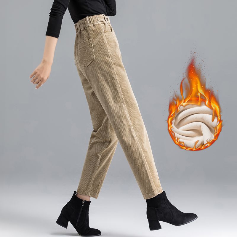 Elegant Striped Pants Tapered Corduroy Women