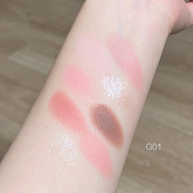 Heart Eye Shadow Plate Beads Matte Blush Highlight Integrated