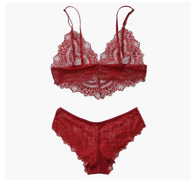 European And American Ultra-thin Big Chest And Small Lace Underwear Set