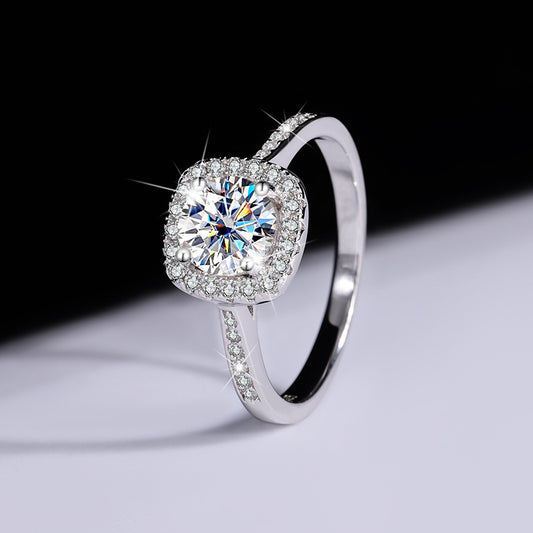 S925 Sterling Silver Moissanite Ring Women