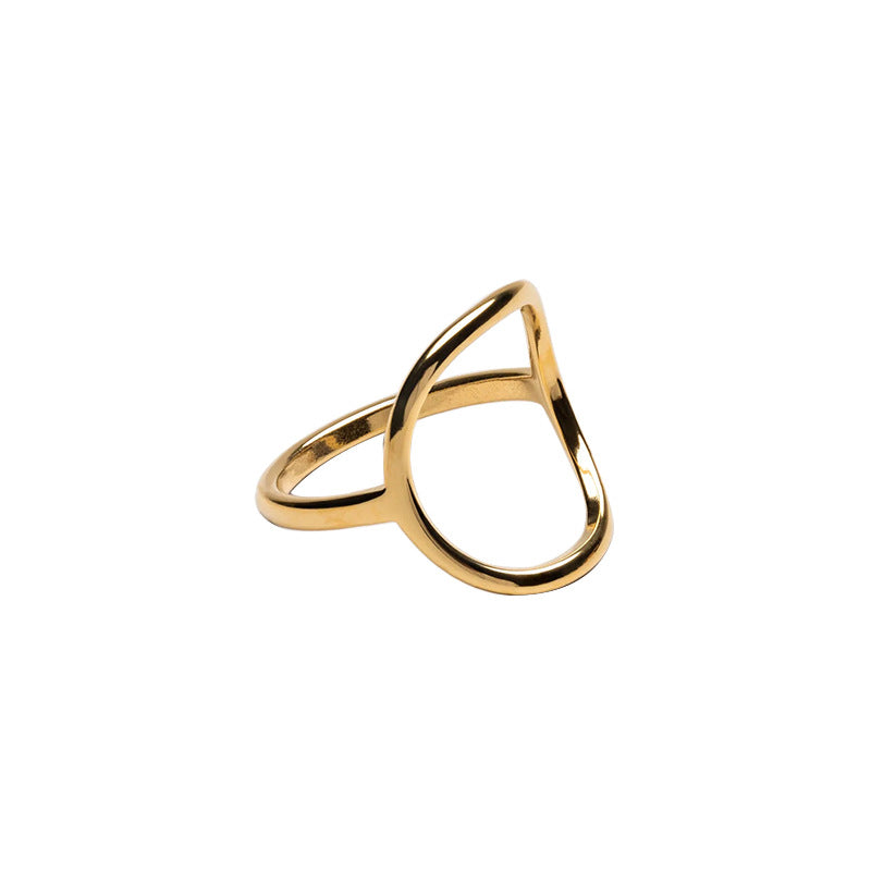 European And American Geometric Hollow Oval Ring For Women