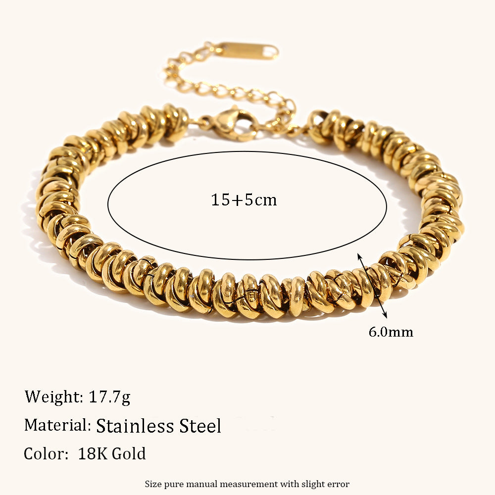 Women's Simple Niche Design Necklace Two-tone Ring Bracelet