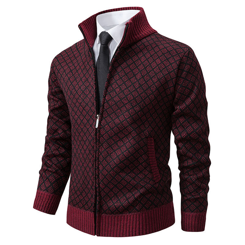 Thickened Sweater Coat Stand-up Collar Slim-fit Long-sleeved Casual Men's Clothing