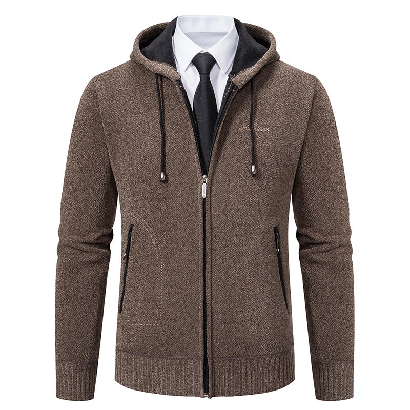 Men's Solid Color Sweater Cardigan Knitted Coat