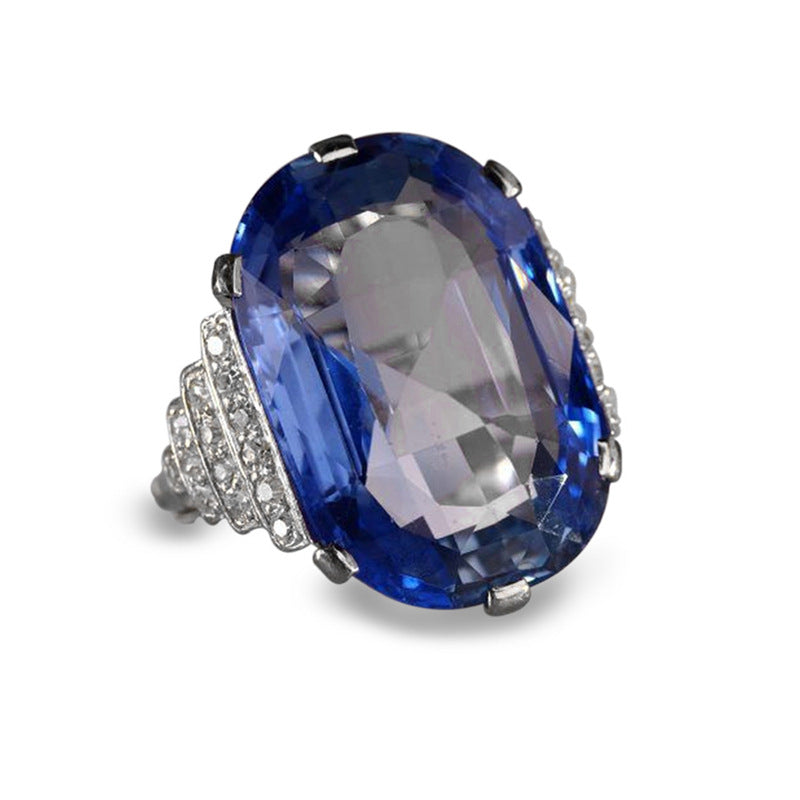 Women's Inlaid Sapphire Blue Topaz Ring