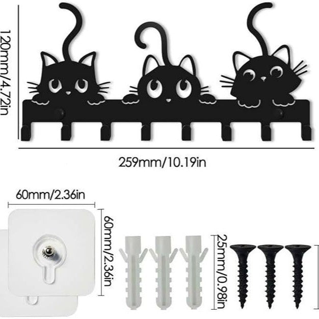 Iron Art Hang Clothes Cute Cat Key Holder