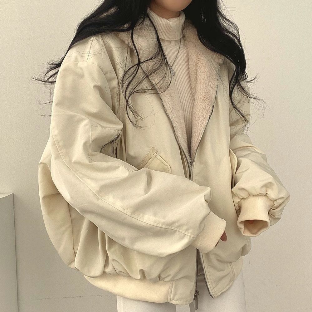 Hooded Plush Thickened Coat Women