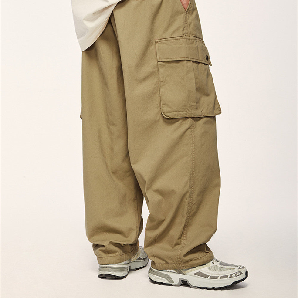 Twill Wide Leg Loose Large Workwear With Pocket Paratrooper Pants