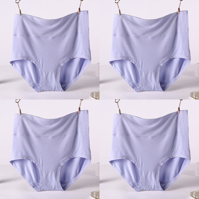 Women Underwear Soft Viscose Solid Color High Waist Panties 4pcs A Lot