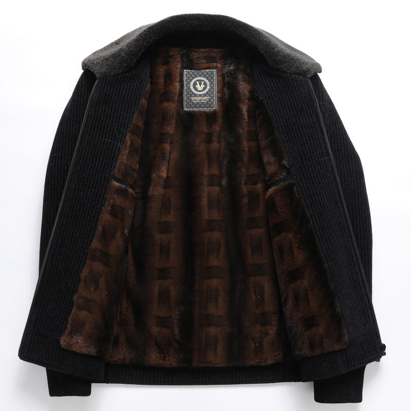 Men's Fleece-lined Thickened Lapel Jacket