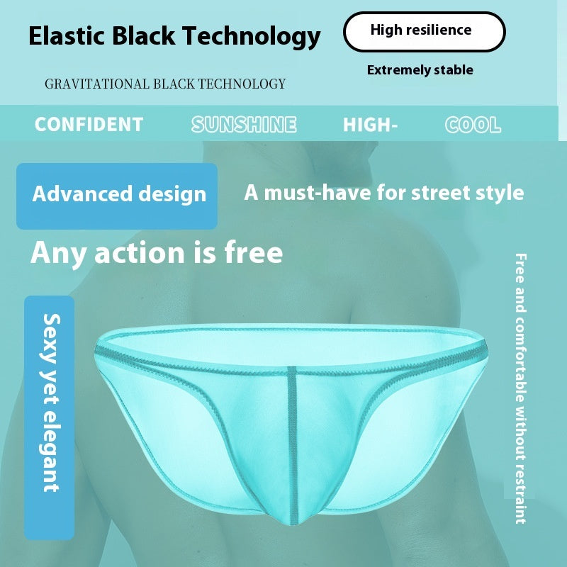 Ultra-thin Transparent Ice Silk Briefs Men's U Pouch Nylon Underwear