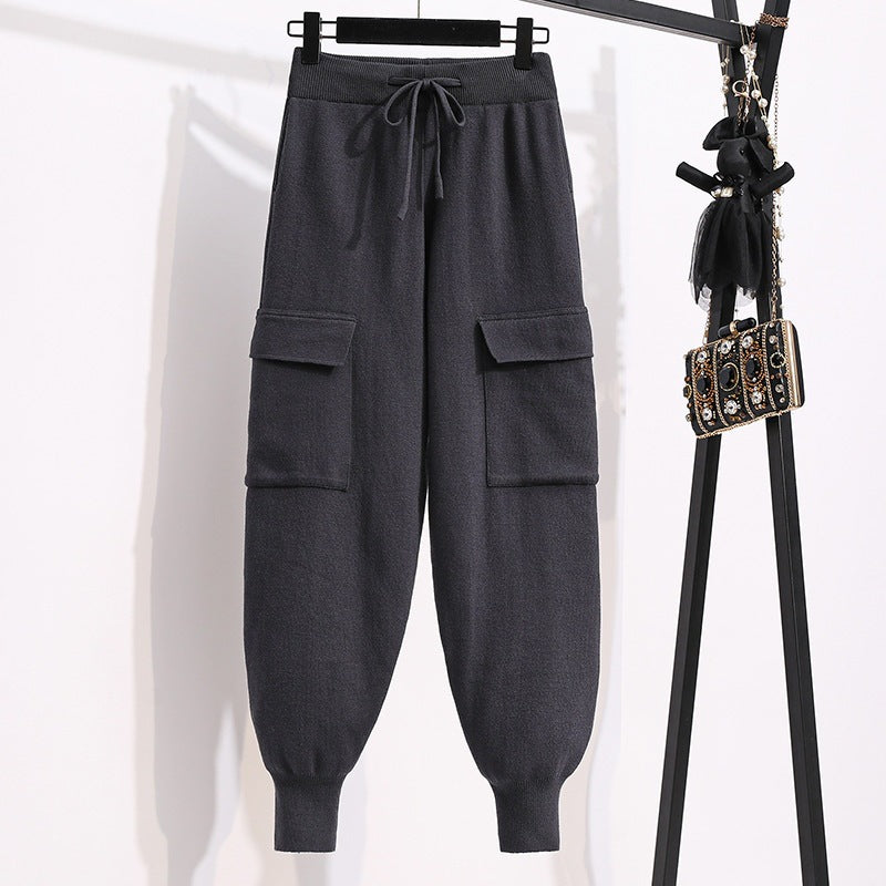 Knitted Casual Pants Women Fall Loose Tappered