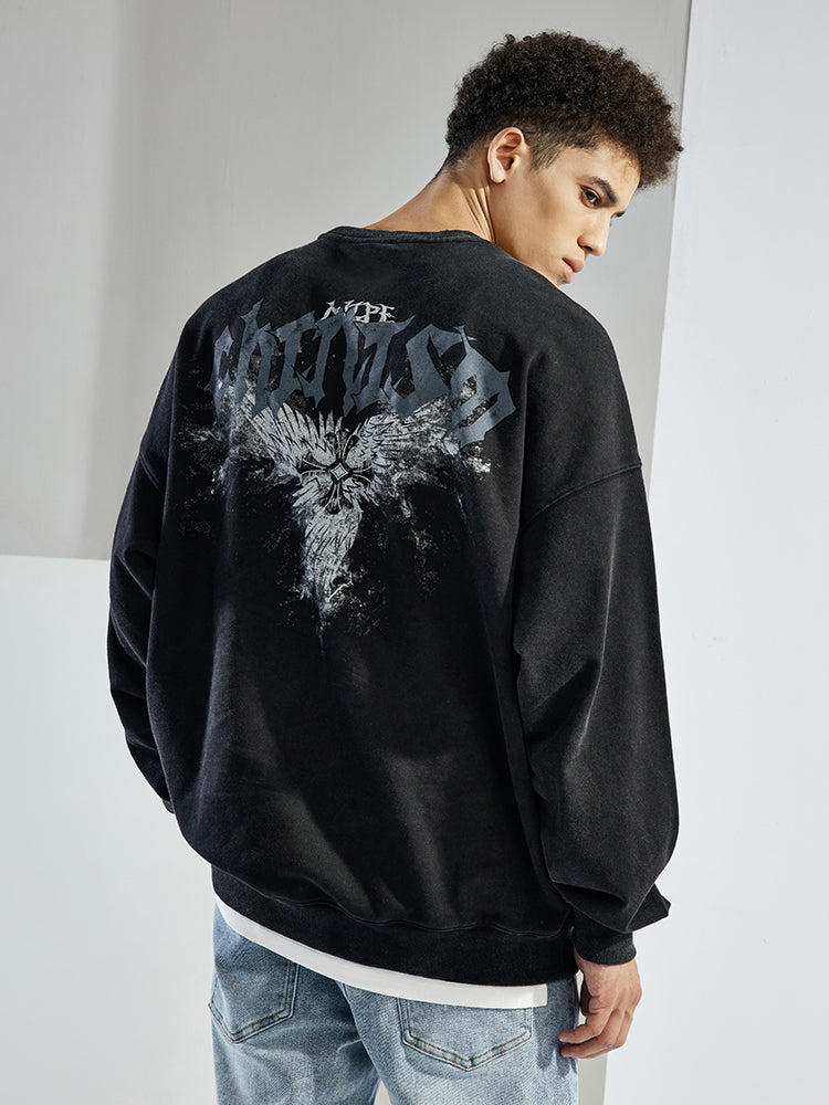 Cross Creative  Printing Crew Neck Sweater Men