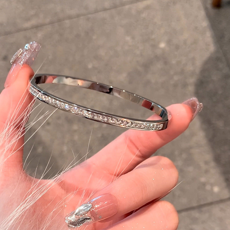 Stainless Steel Bracelet Women's Hand Jewelry High-grade Full Diamond Bracelet