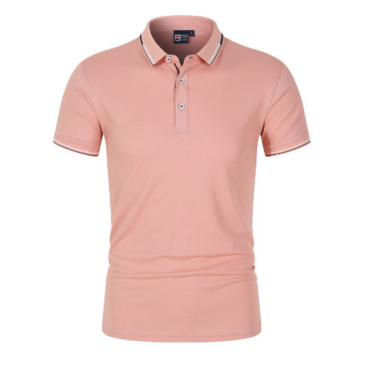 Plain Standing Collar Solid Color Men's Polo Shirt