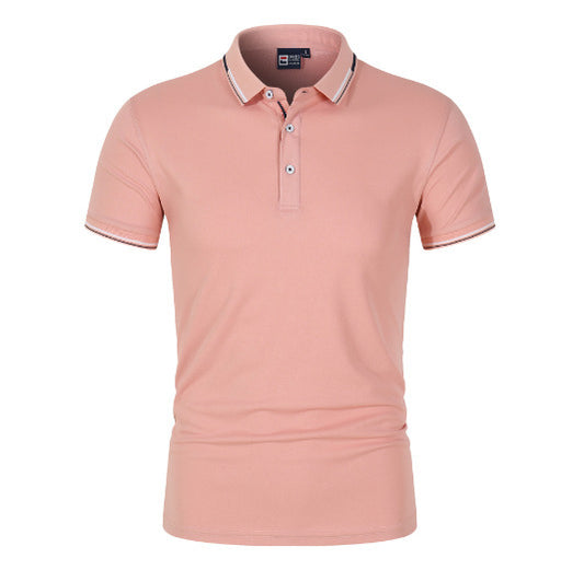 Plain Standing Collar Solid Color Men's Polo Shirt