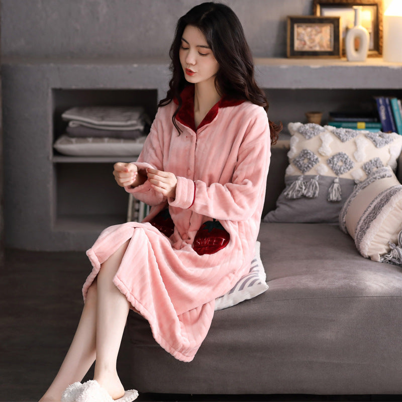 Sexy Women Plus Velvet Thick Warm Pajamas