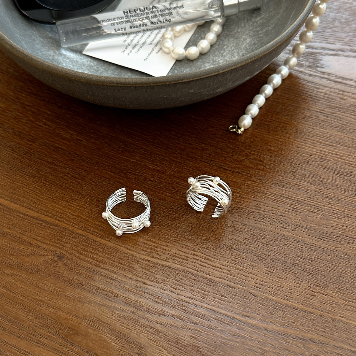 Mori Style In S925 Sterling Silver Multi-layer Winding Pearl Ring