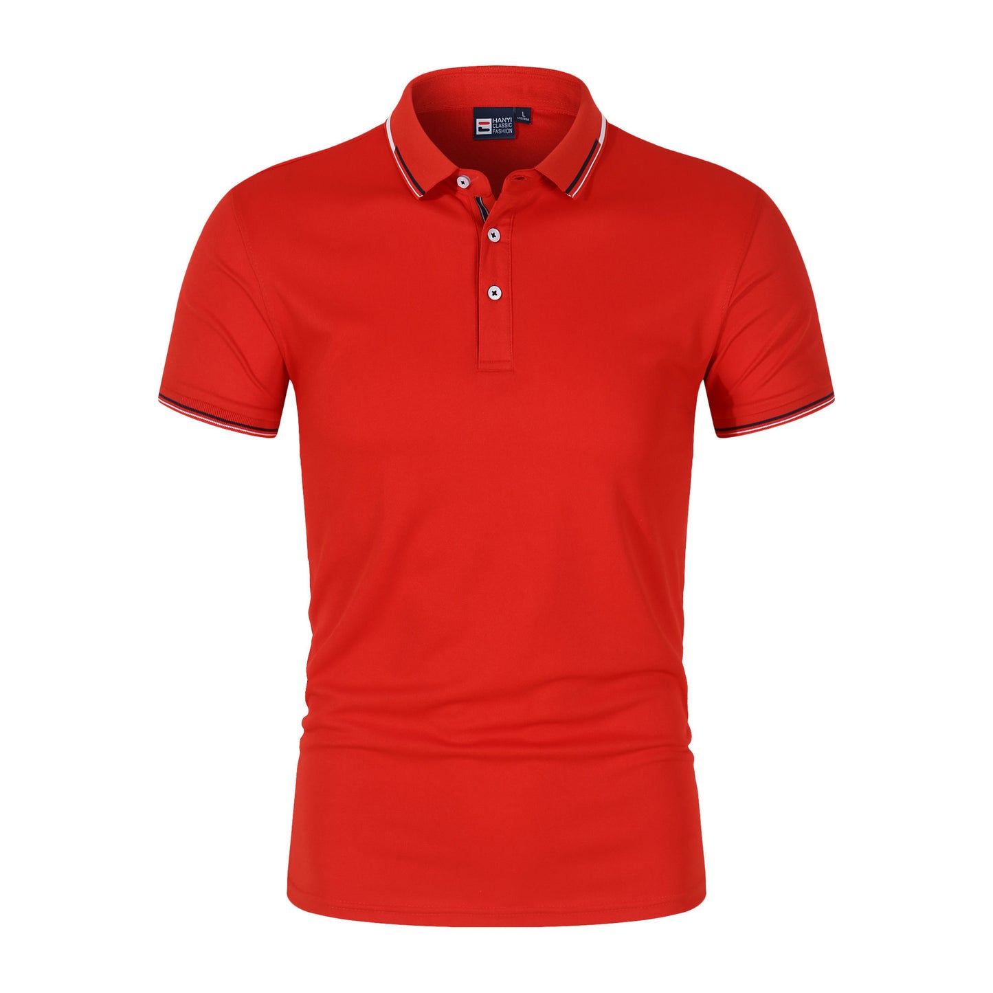 Plain Standing Collar Solid Color Men's Polo Shirt