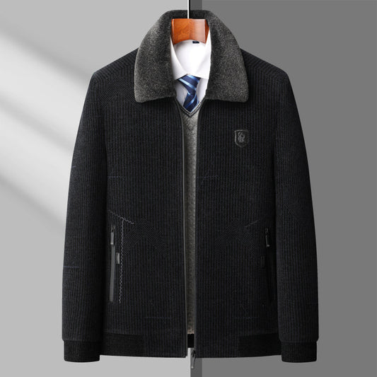 Men's Fleece-lined Thickened Lapel Jacket