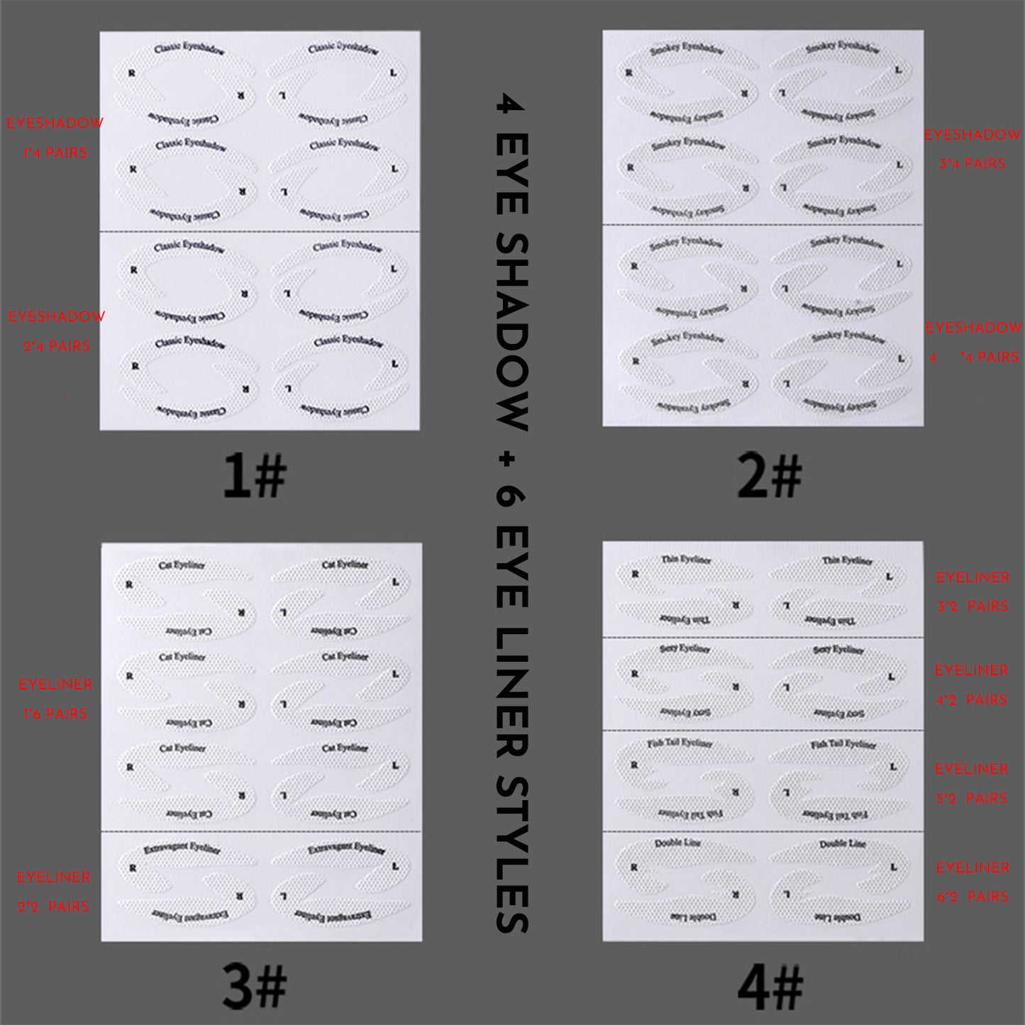 New Eyeliner Sticker European And American Eye Makeup Eyeshadow Makeup Template Makeup Sticker 4 Pieces Reusable And Flexible Eyeliner Tape & Eyeshadow