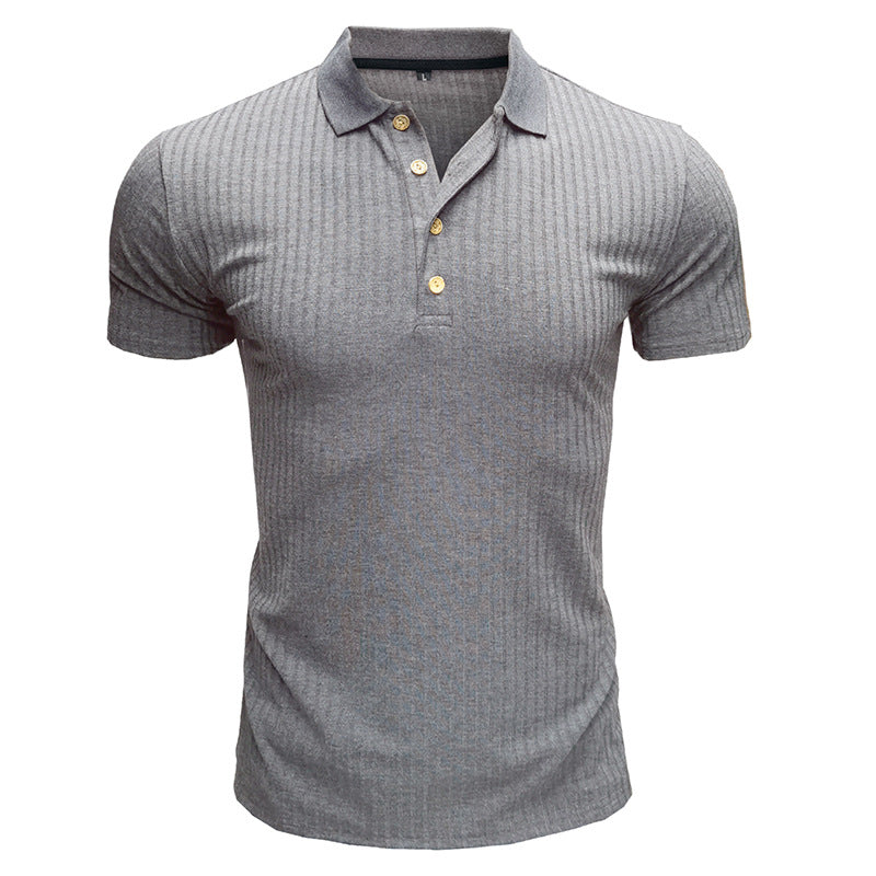 Men's Short Sleeve Polo Lapel T-Shirt Solid Color Casual