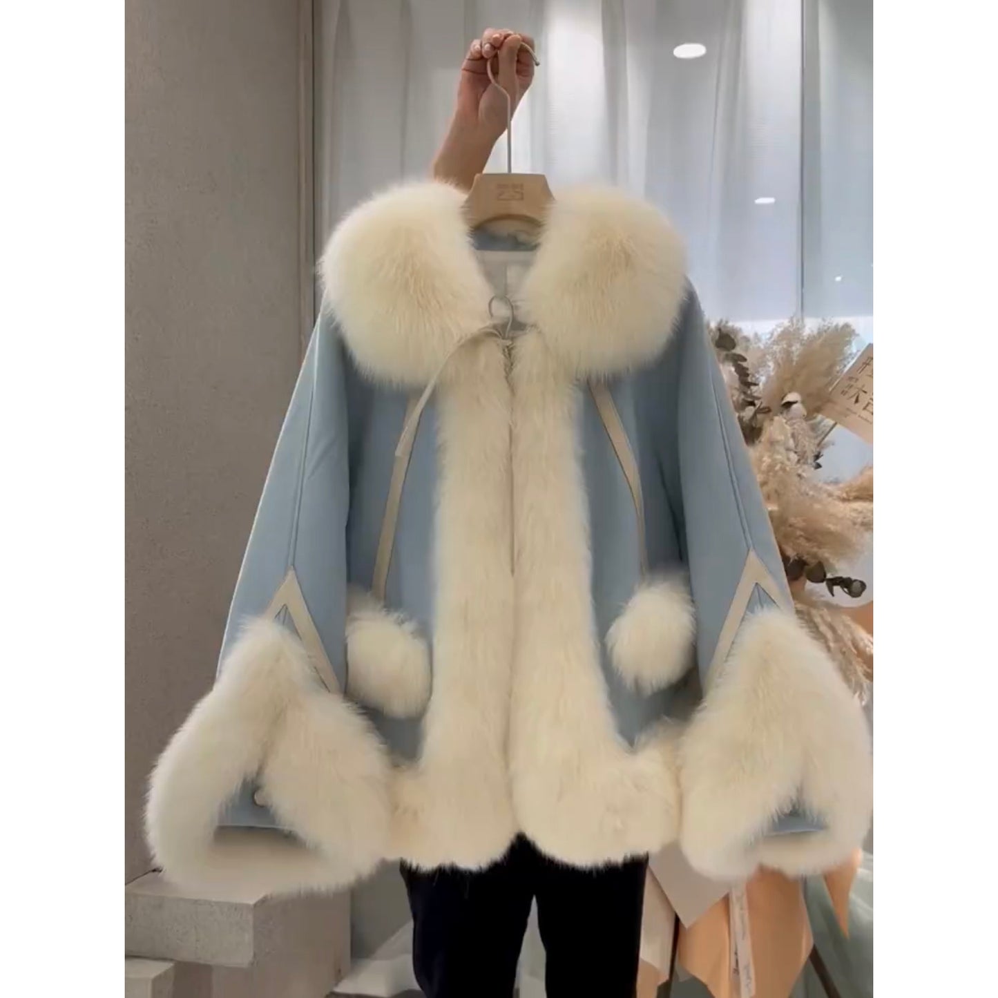 One Piece Patchwork Fur Coat For Women