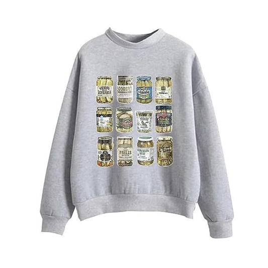 Kimchi Jar Printed Round Neck Sweater For Men And Women