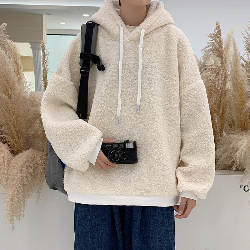 Hooded Sweater Men Plus Cashmere Thickened Lamb Cashmere Sweater