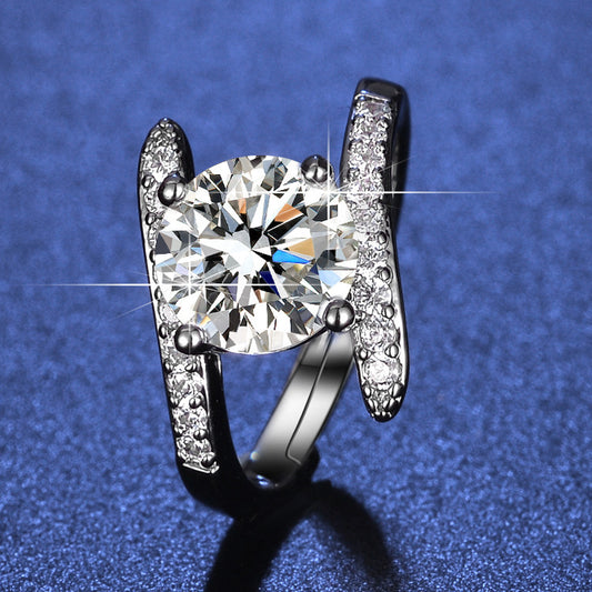 Inlaid Zircon Geometric Ring For Women