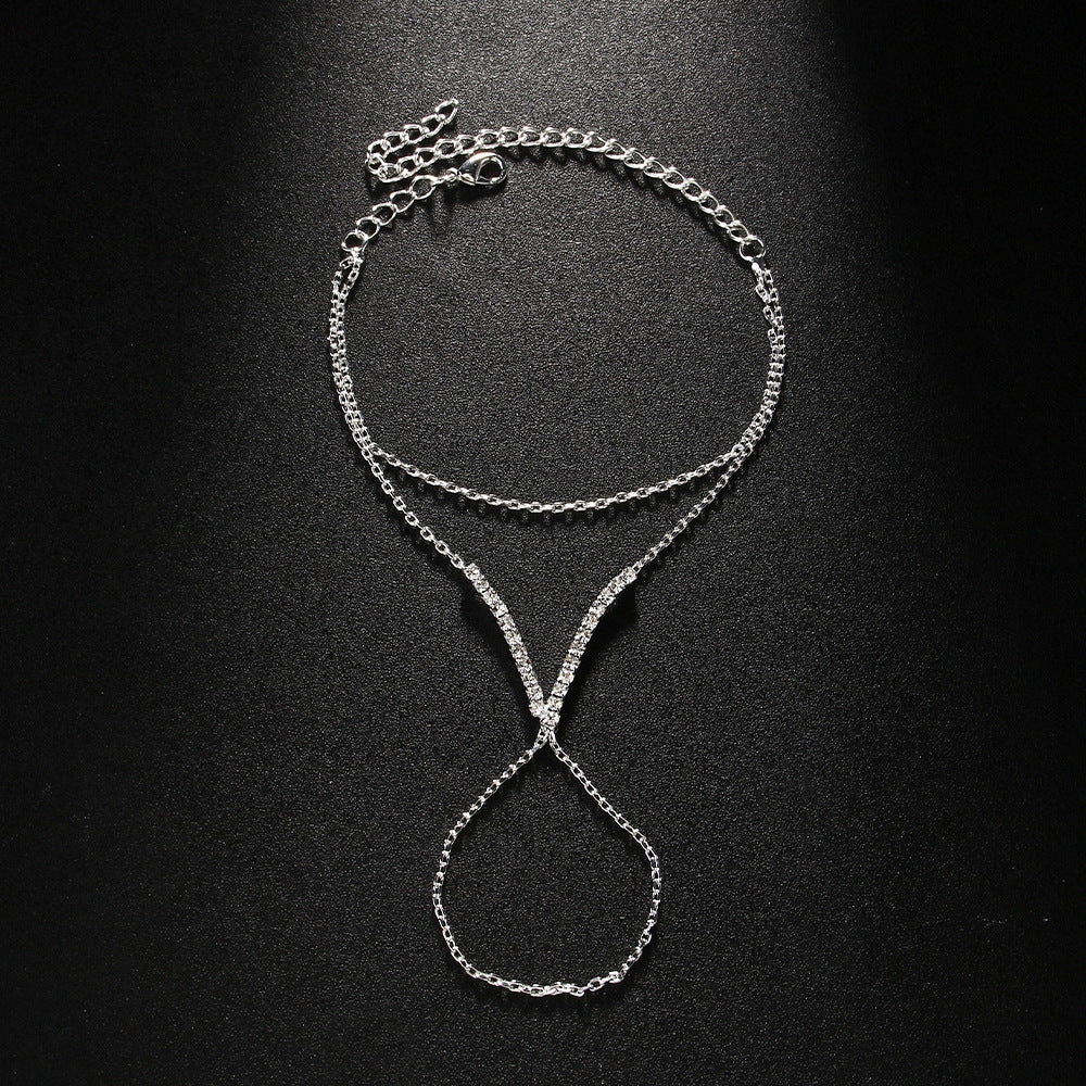 Women's V-finger Simple Copper Bracelet Silver Double-layer Bracelet