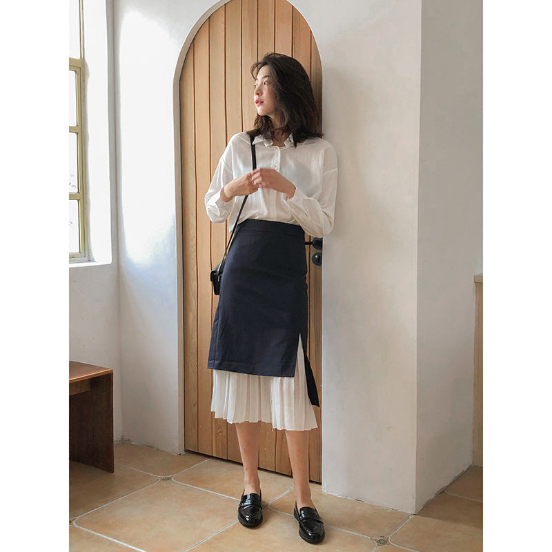 Irregular Design Pleated Skirt High Waist Mermaid Skirt Autumn Skirt