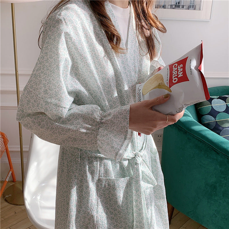 Cute Bathrobe Floral Long Kimono Loungewear