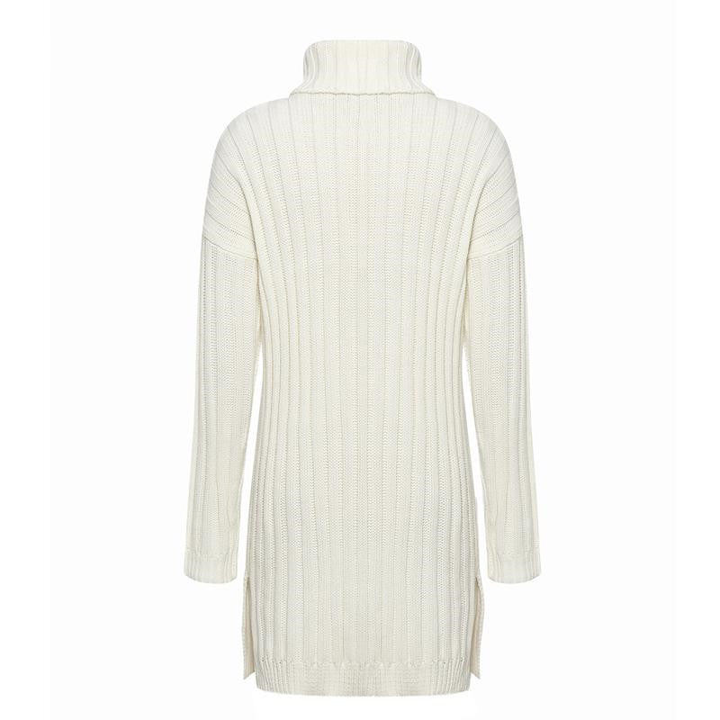 Women Autumn Turtle Neck Female White Sweater Dress