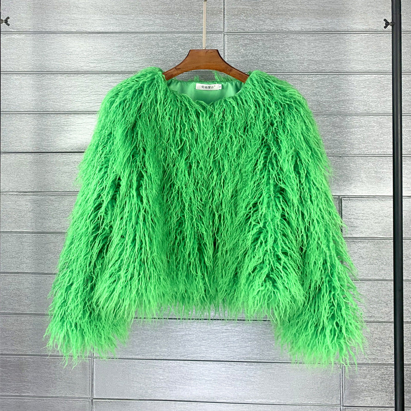 Colorful Boho Furry Faux Fur Coat Plus Size Women Fur Coats Autumn Winter Faux Fur Shaggy Jacket Fourrure Bontjas