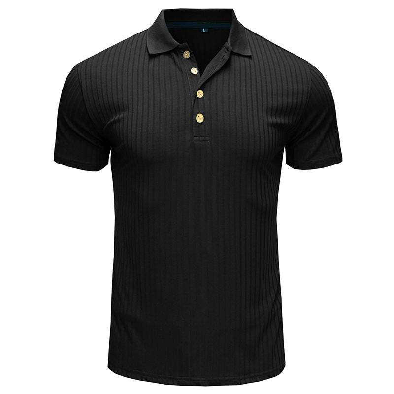 Men's Short Sleeve Polo Lapel T-Shirt Solid Color Casual