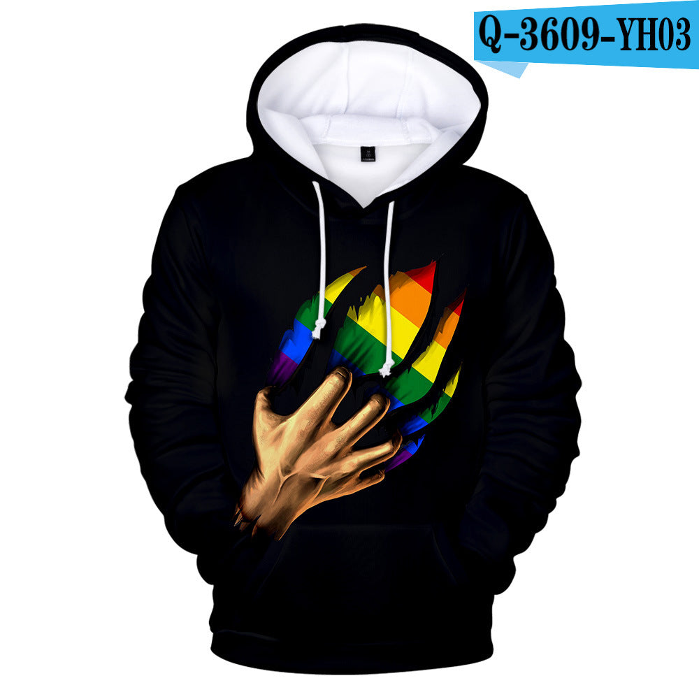 Gay Day Parade Leisure 3D Digital Printing Pullover Hoodie Men And Women