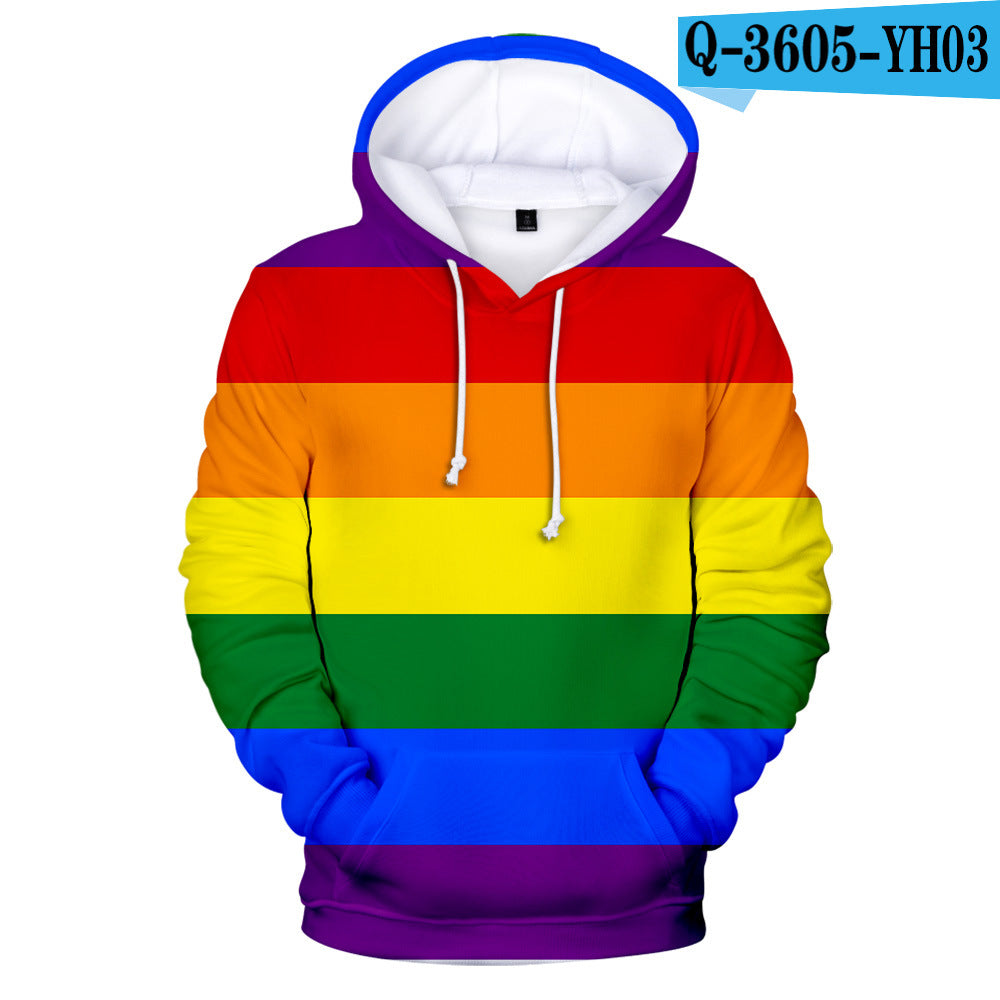 Gay Day Parade Leisure 3D Digital Printing Pullover Hoodie Men And Women