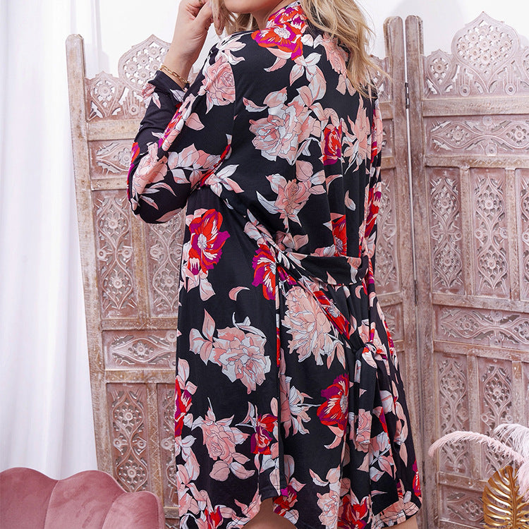 Printed Long Sleeve Pajamas Bathrobe Women