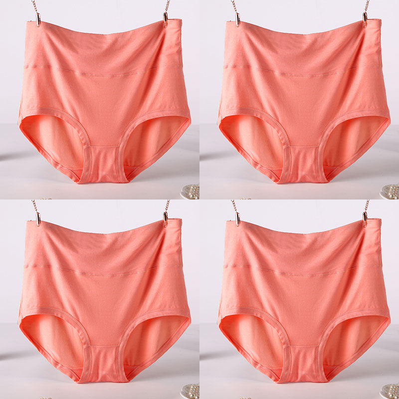 Women Underwear Soft Viscose Solid Color High Waist Panties 4pcs A Lot