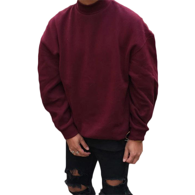 Round Neck Pullover Solid Color Loose Men's Sweater