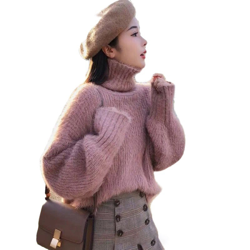 Loose Lotus Root Mohair Outside Wear Sweater For Women